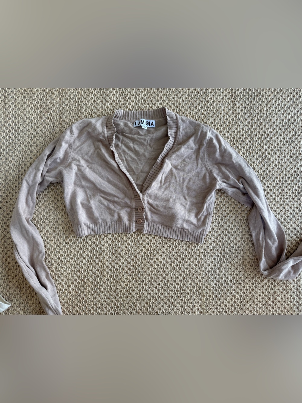 I.AM.GIA Taupe Cropped Button Cardigan